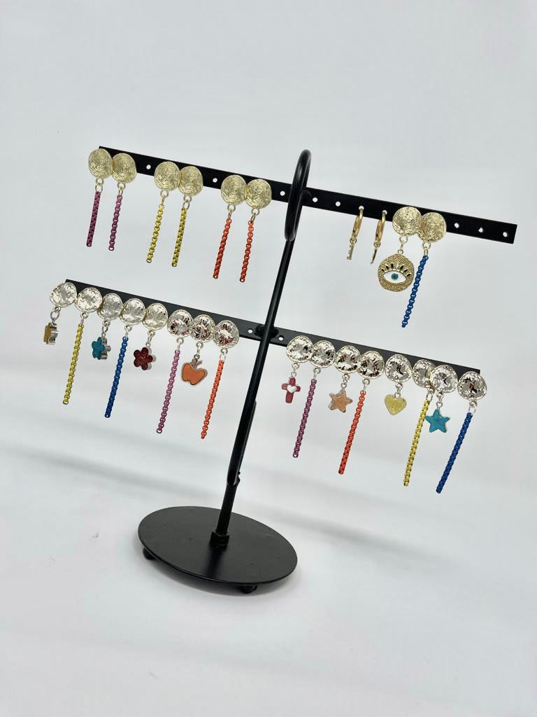 Colored Enamel Chain Mix Earrings