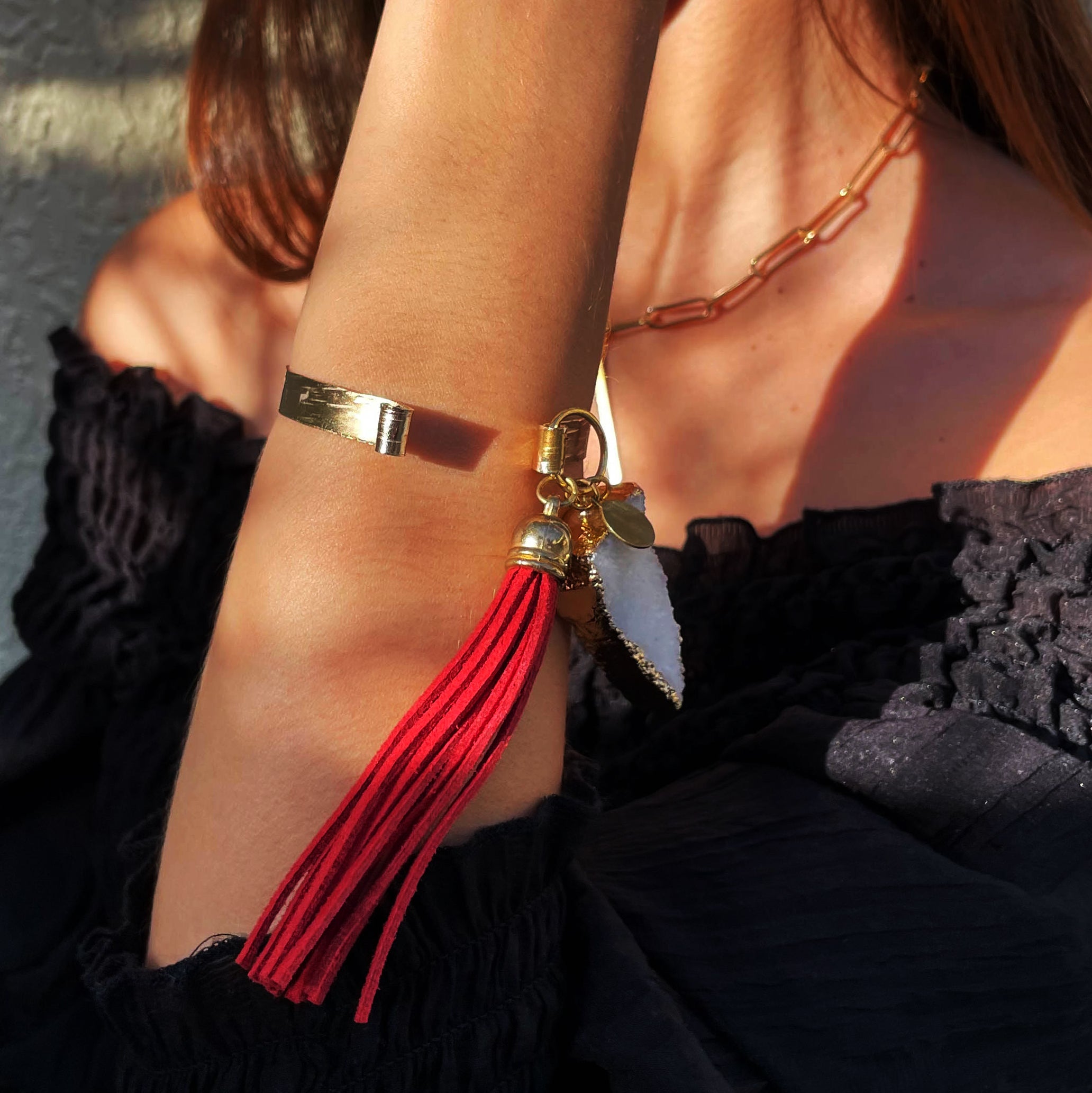 Solid Gold Bangle Bracelet - Customizable Charms