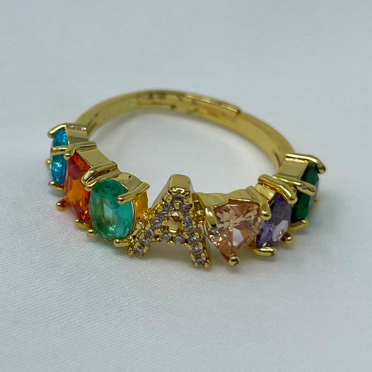 Gems Letter - Colorful Rhinestone Ring
