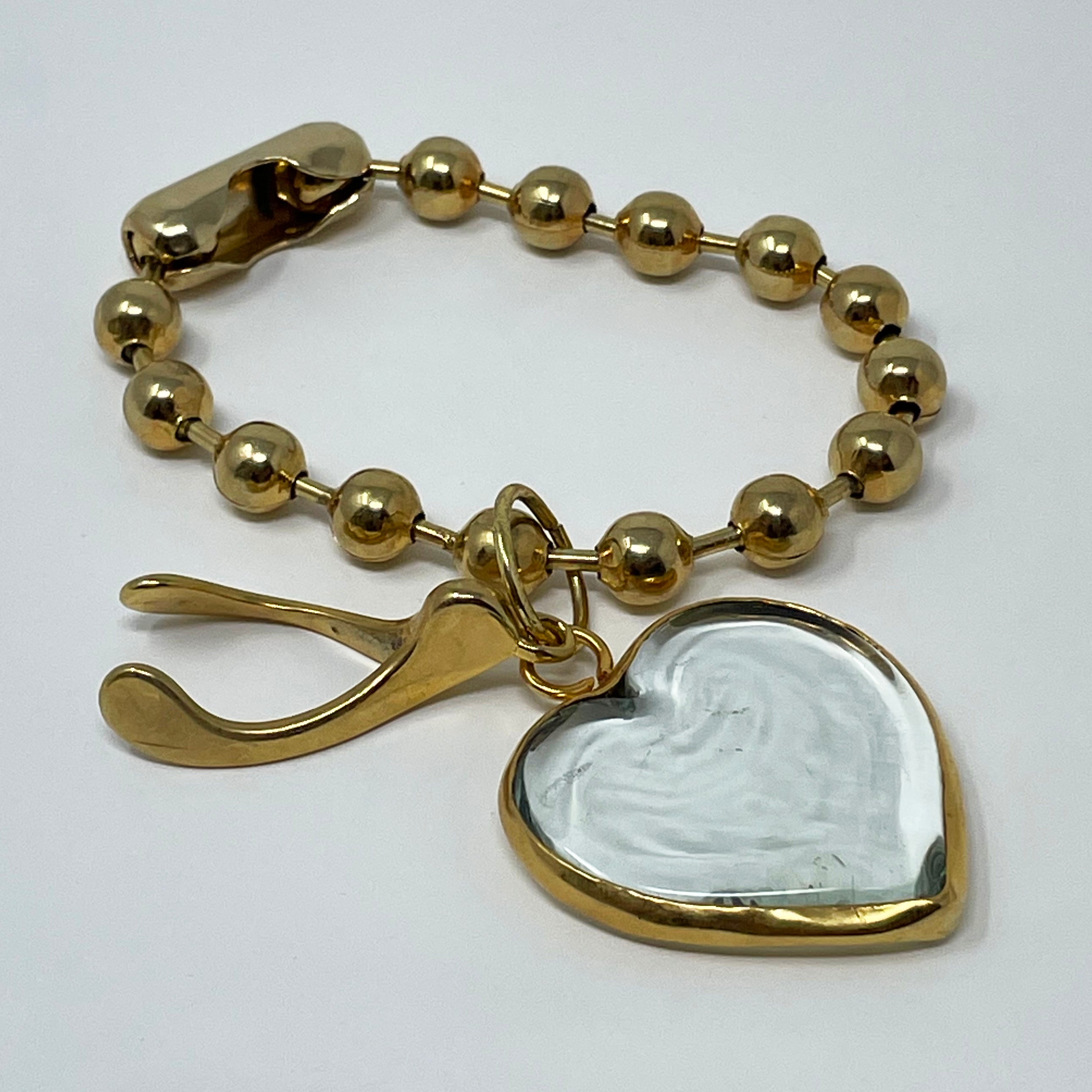 Gold Military Chain Bangle Bracelet - Customizable Charms