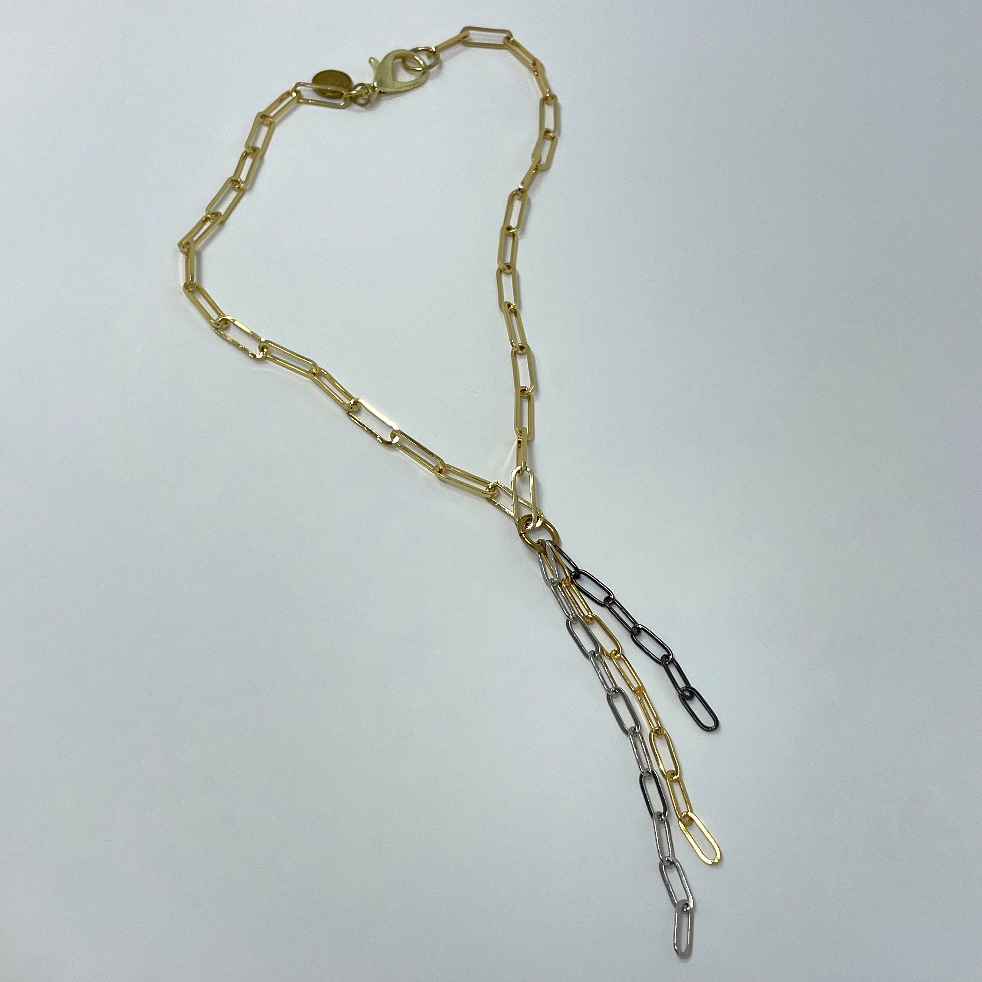 Clip Chain Necklace with Mixed Metals Pendant - Custom Made