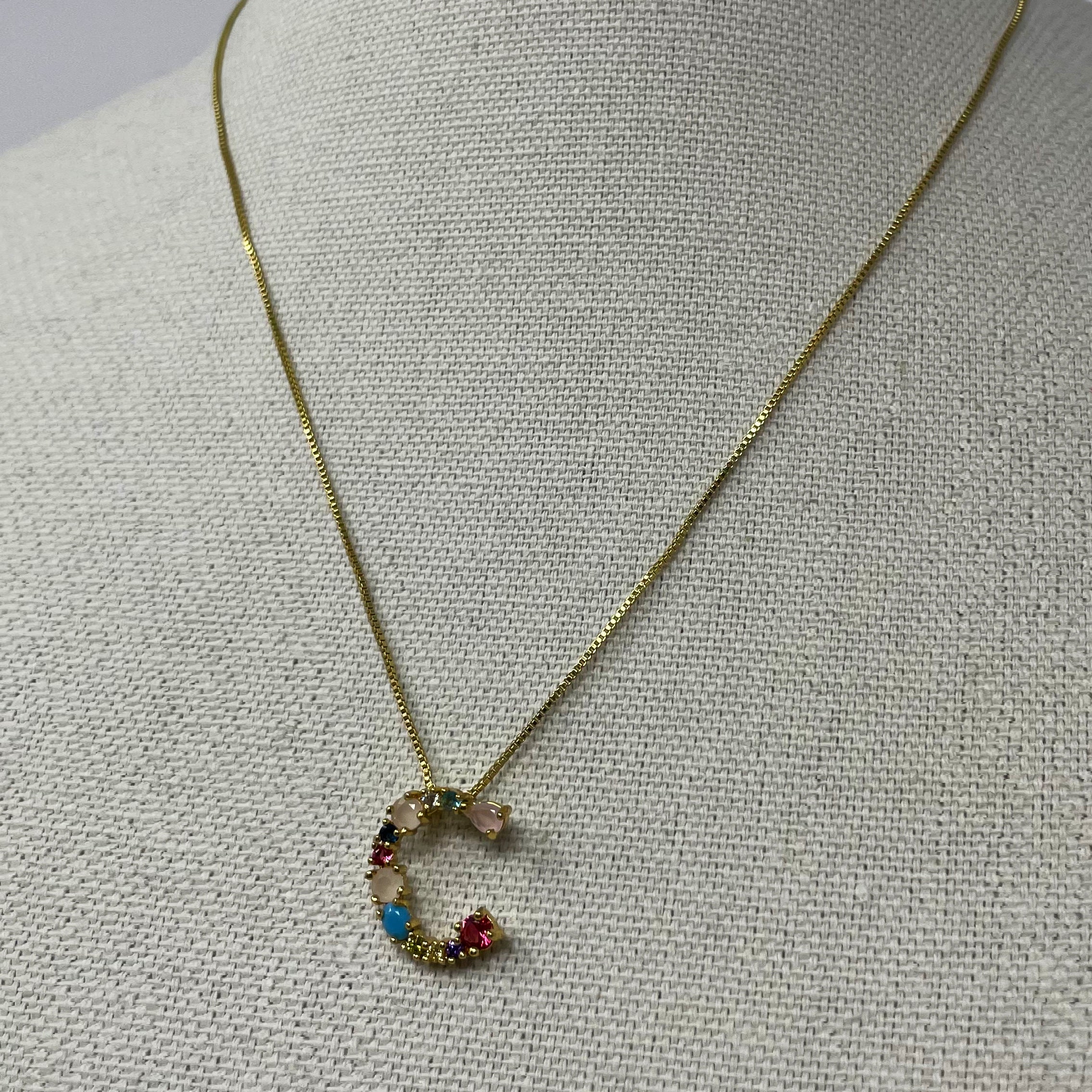 Gems Letter - Colorful Rhinestone Necklace
